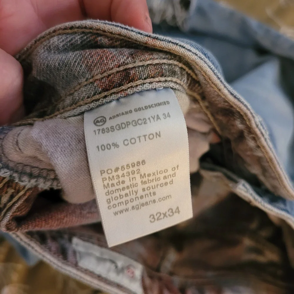 AG Adriano Goldschmied AG-ED Denim Camo Lining Distressed Jeans Mens 32x34 Light